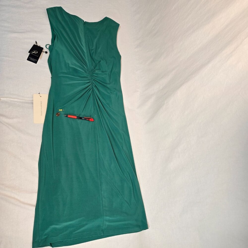 ADRIANNA PAPELL Old Money Stretchy Emerald Sleeveless Shift Dress Size 12 NEW! - Picture 15 of 16